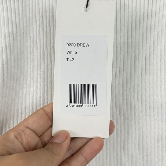 NWT Musier Paris Women's Pearls Ribbed Cropped Top Shirt Size 42 White - Picture 13 of 15